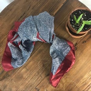 Silk scarf blue, red and white 25” x 26”